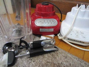 The Kitchenaid graveyard of broken items. Cheese slicer and grater not shown.